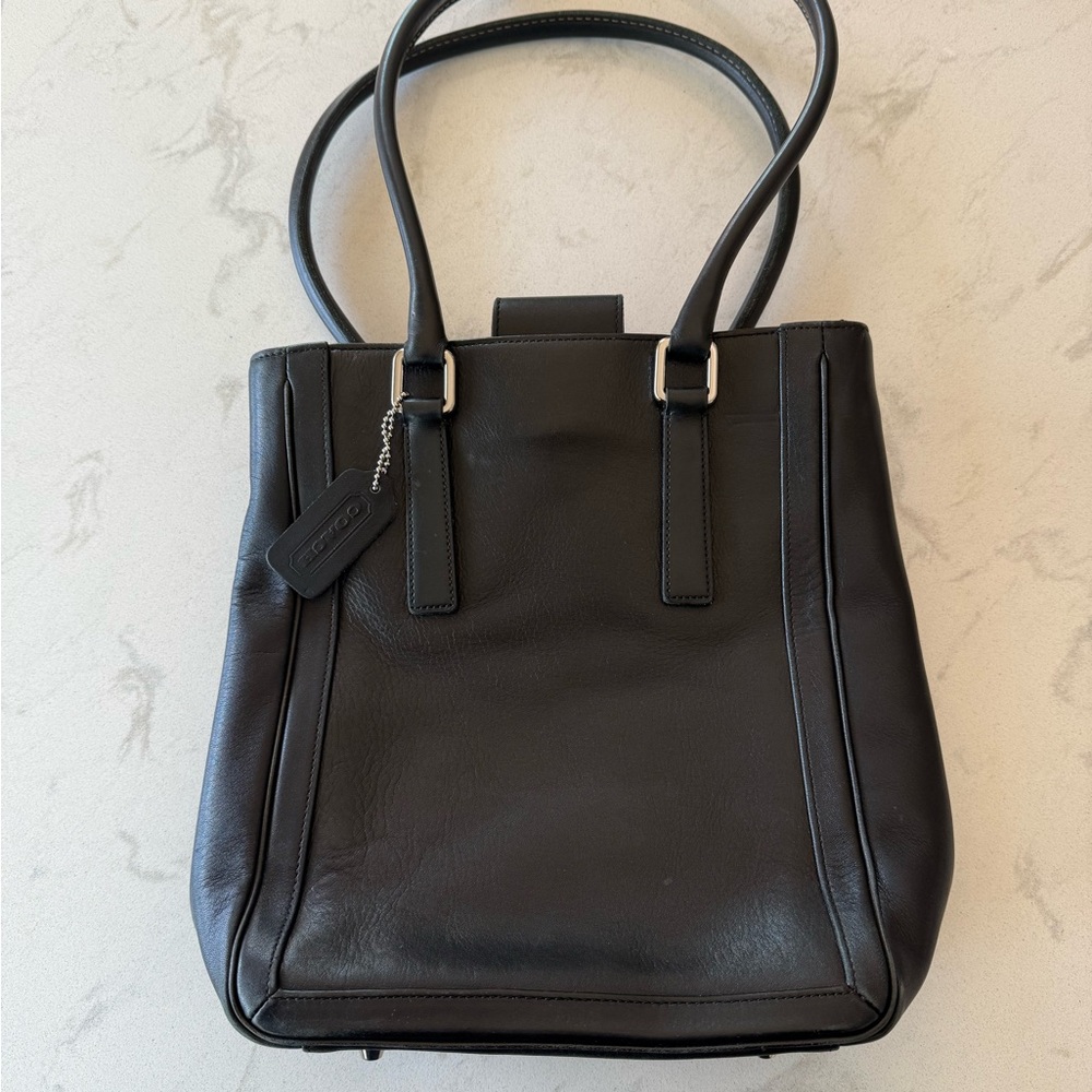 Coach Black Leather Tote Bag